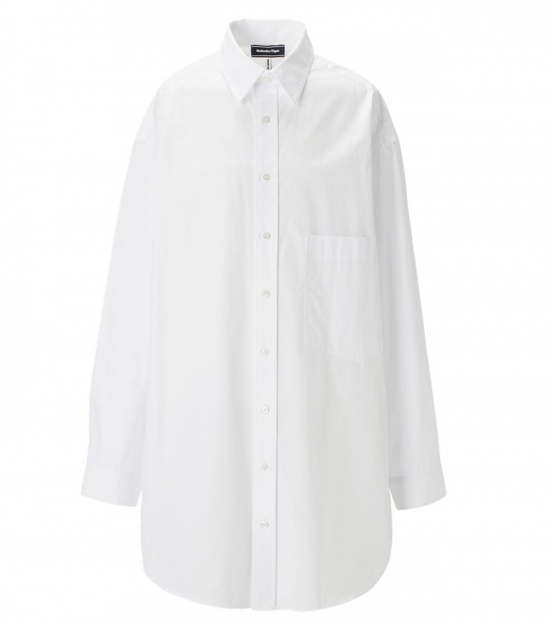 White Onitsuka Tiger Ls Shirts | 72516-NLCZ