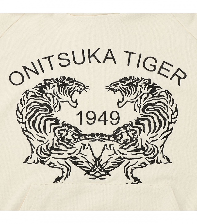 White Onitsuka Tiger Sweat Hoodie | 71542-JCGZ