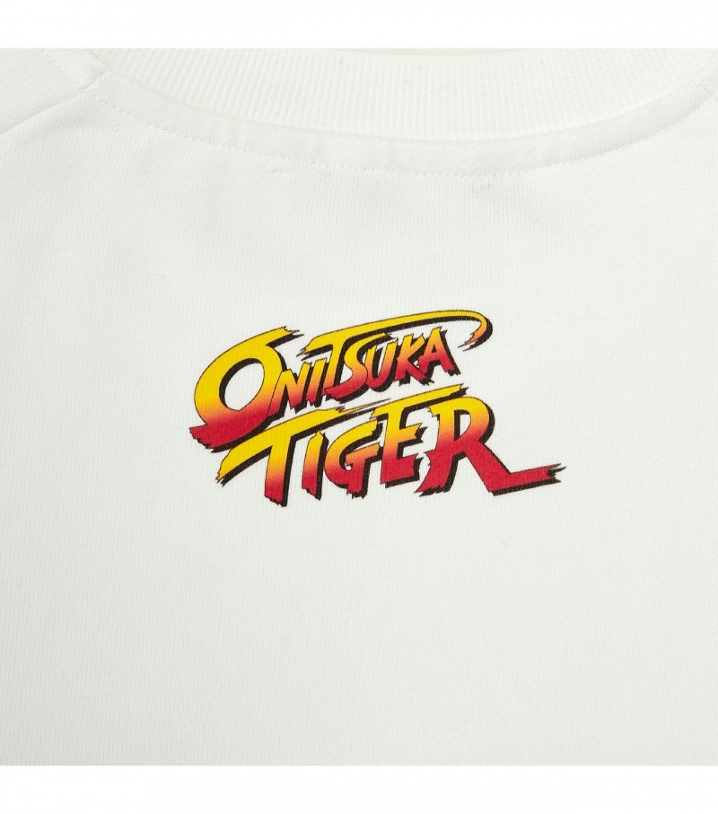 White Onitsuka Tiger Sweat Tops | 89206-UNPR