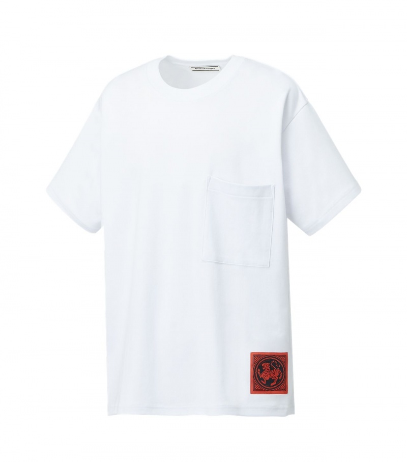 White Onitsuka Tiger T Shirts | 04175-DSON