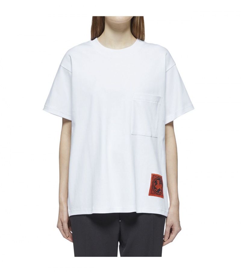 White Onitsuka Tiger T Shirts | 04175-DSON