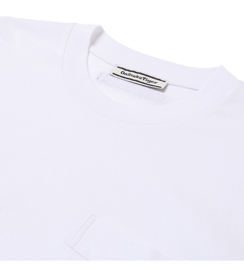 White Onitsuka Tiger T Shirts | 06387-JFYI