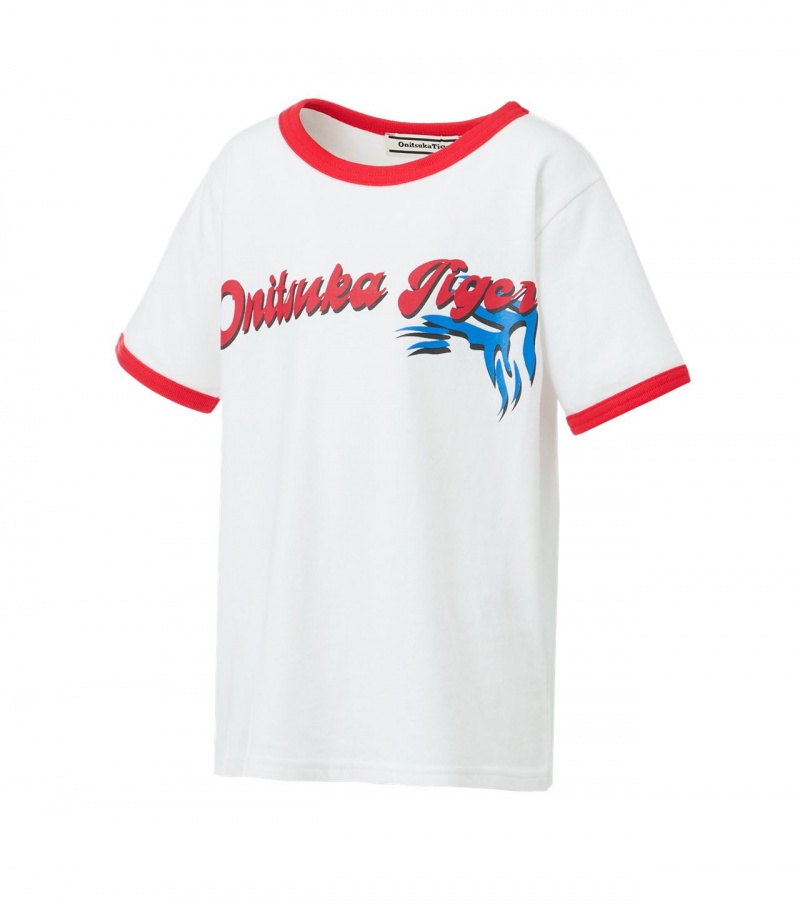 White Onitsuka Tiger T Shirts | 21708-XDGC