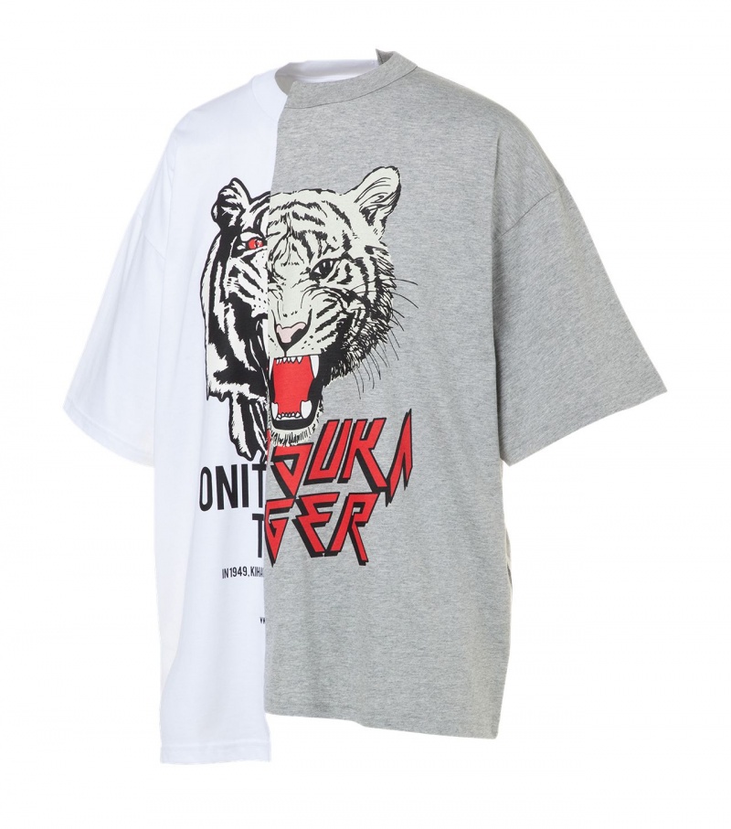 White Onitsuka Tiger T Shirts | 37840-WFNQ