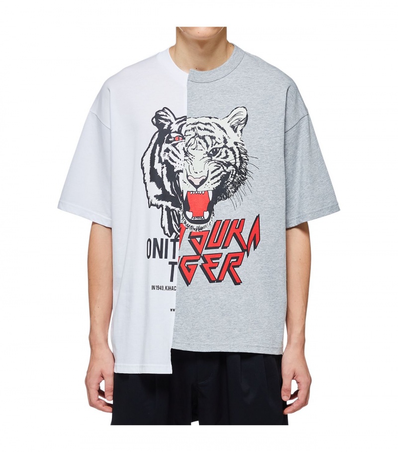 White Onitsuka Tiger T Shirts | 37840-WFNQ