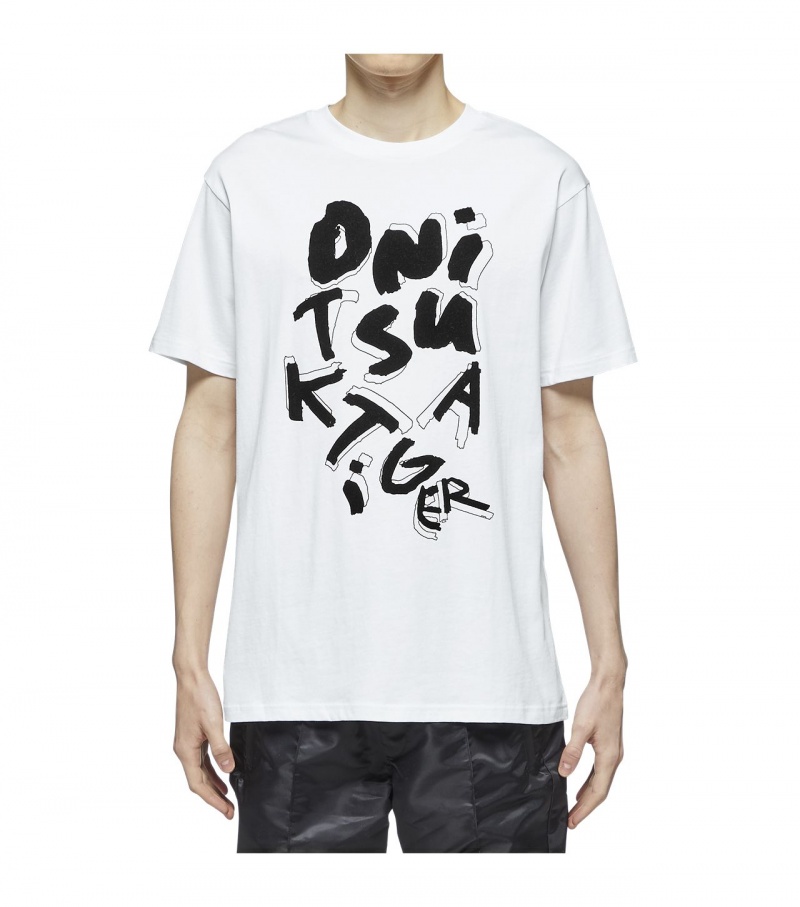 White Onitsuka Tiger T Shirts | 42307-LQSR