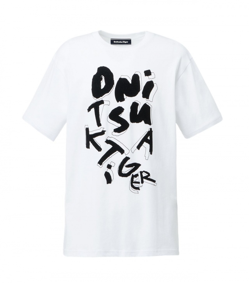 White Onitsuka Tiger T Shirts | 42307-LQSR