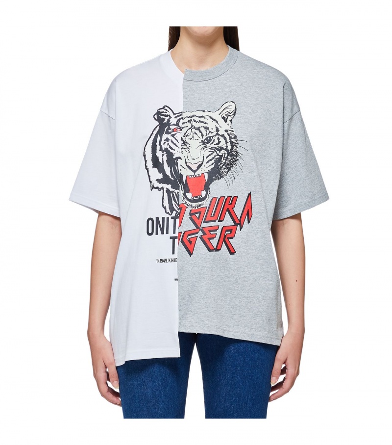 White Onitsuka Tiger T Shirts | 54629-CBHR