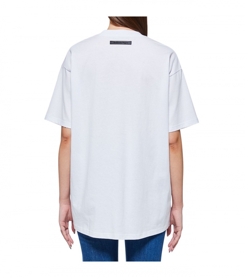 White Onitsuka Tiger T Shirts | 69058-ELQD