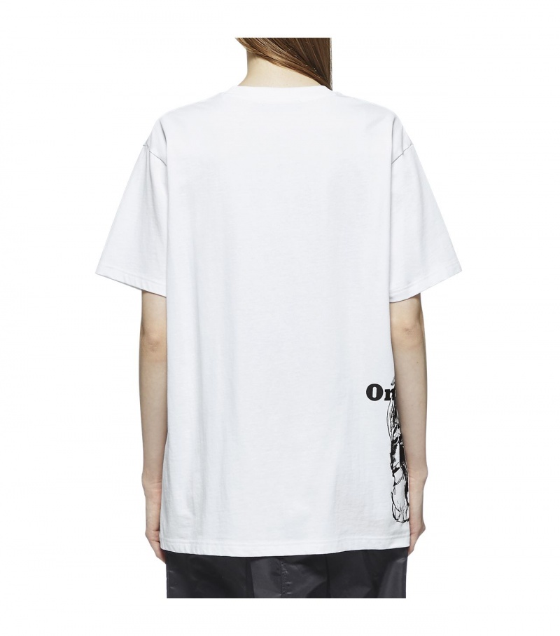 White / Black Onitsuka Tiger T Shirts | 12659-LCEV