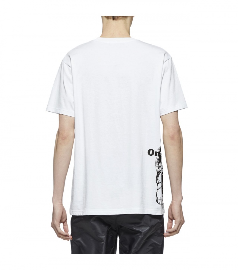 White / Black Onitsuka Tiger T Shirts | 96782-MASY