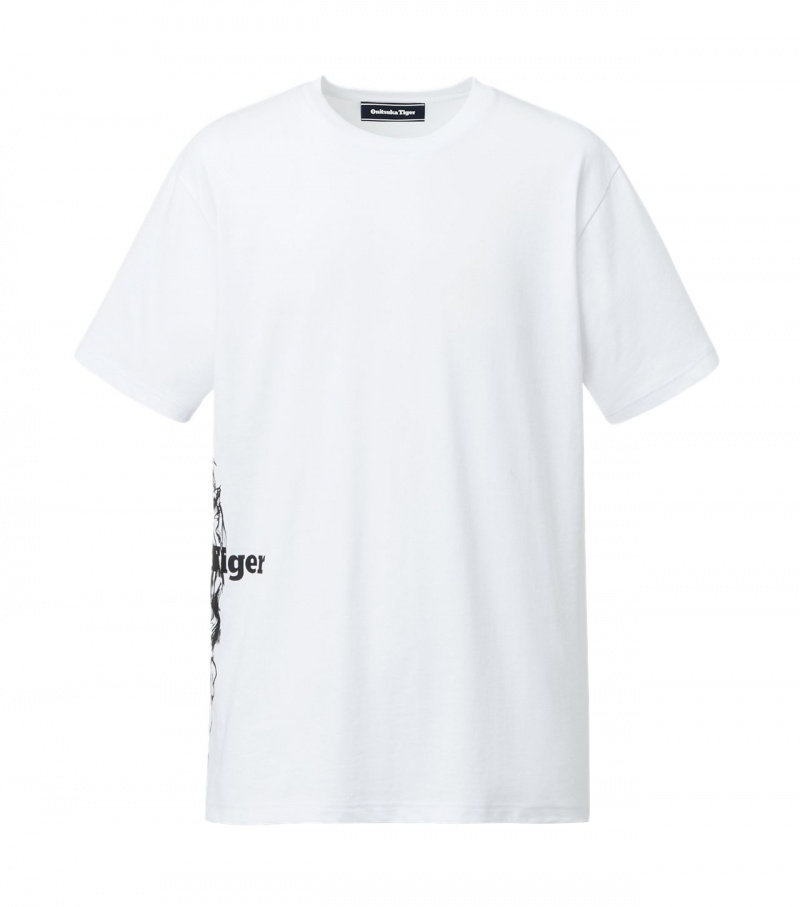 White / Black Onitsuka Tiger T Shirts | 96782-MASY