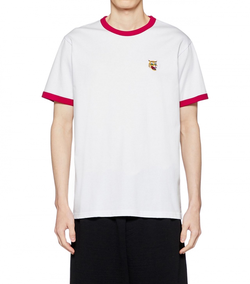 White / Red Onitsuka Tiger Graphic T Shirts | 25637-SEGD