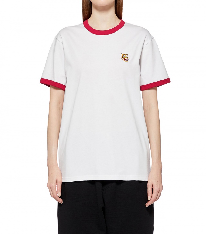 White / Red Onitsuka Tiger Graphic T Shirts | 25637-SEGD