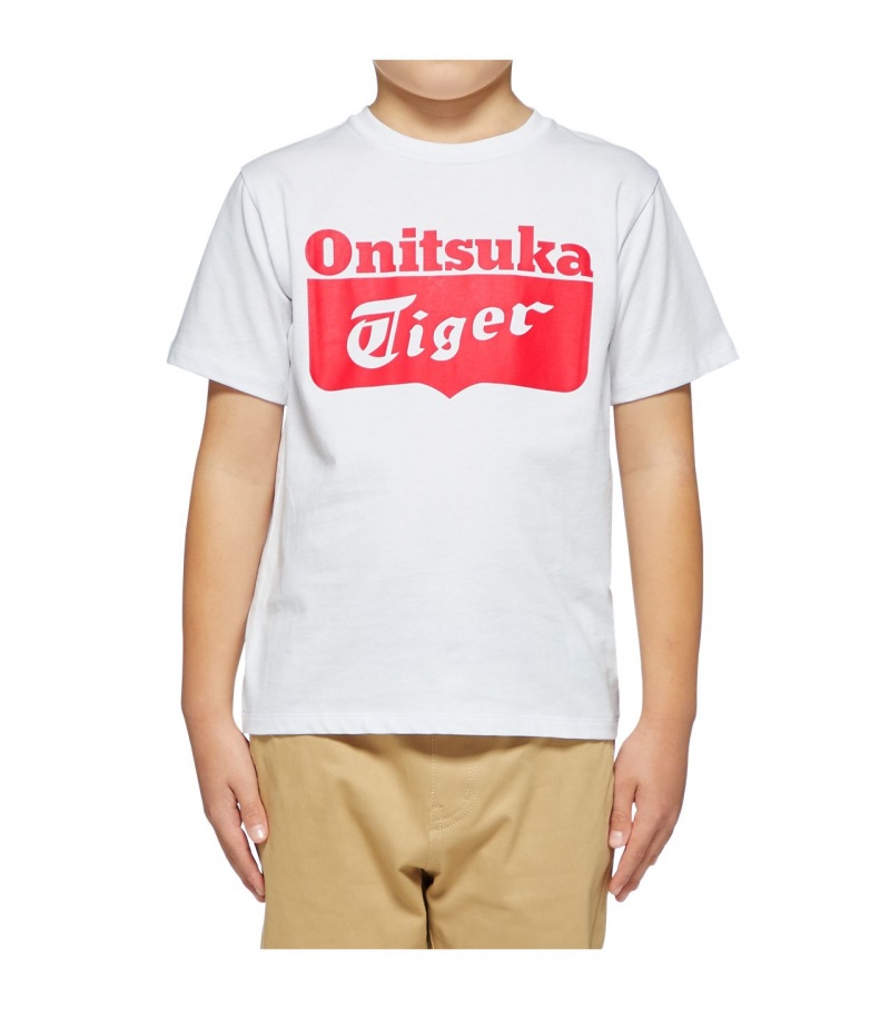 White / Red Onitsuka Tiger T Shirts | 10639-NYRO