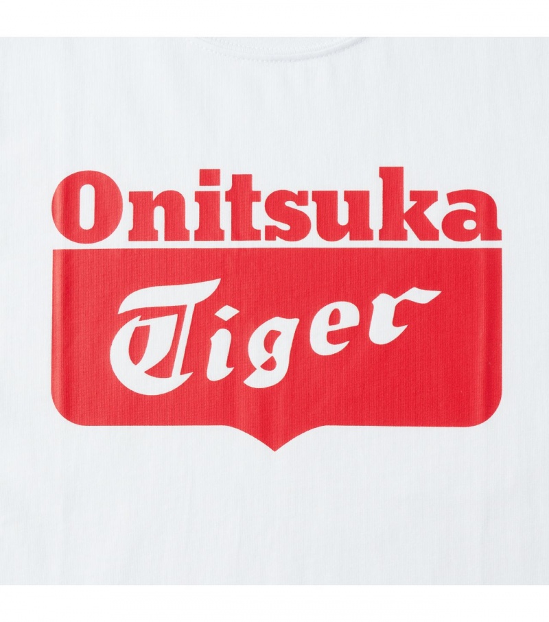 White / Red Onitsuka Tiger T Shirts | 10639-NYRO