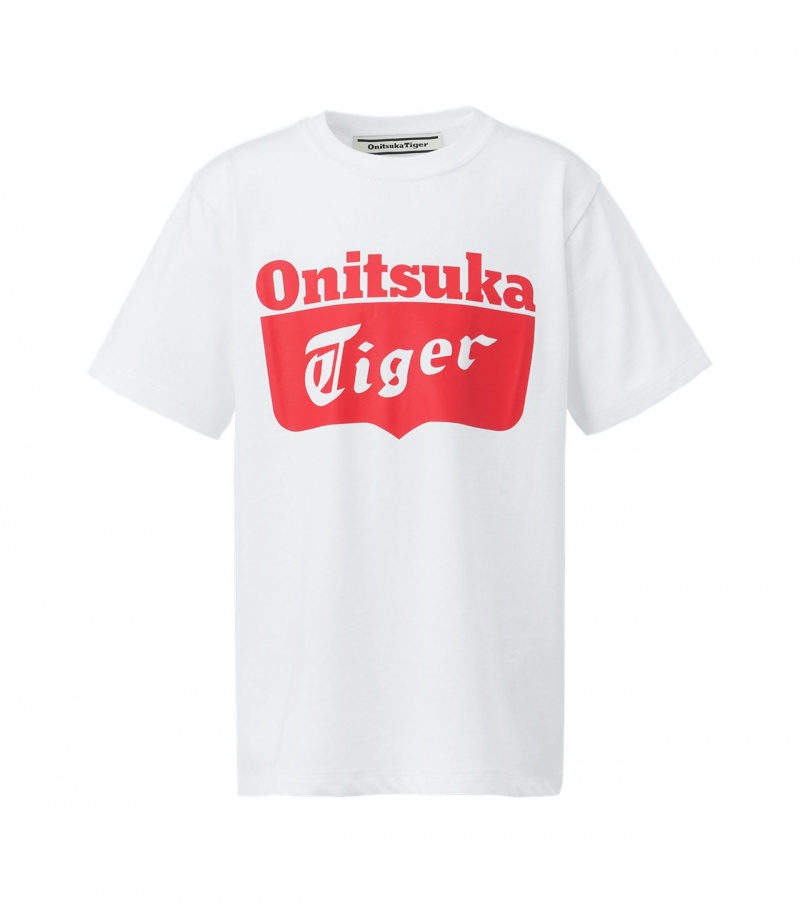 White / Red Onitsuka Tiger T Shirts | 10639-NYRO