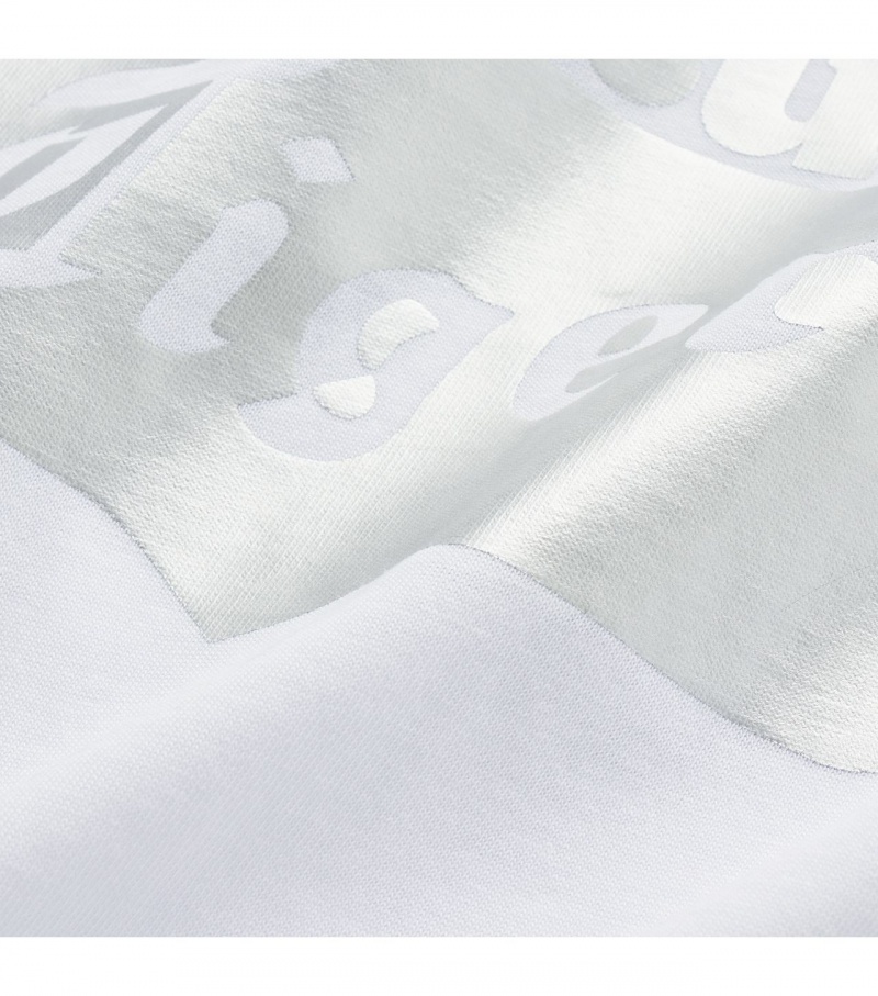 White / Silver Onitsuka Tiger Logo T Shirts | 92431-MZWS