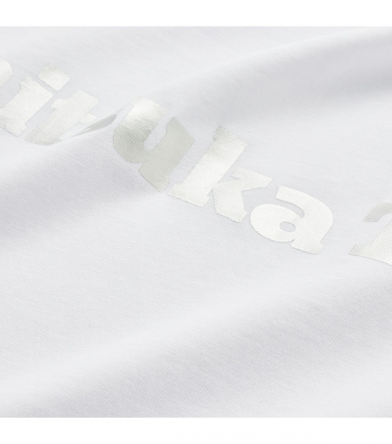 White / Silver Onitsuka Tiger Logo T Shirts | 07238-CPKA