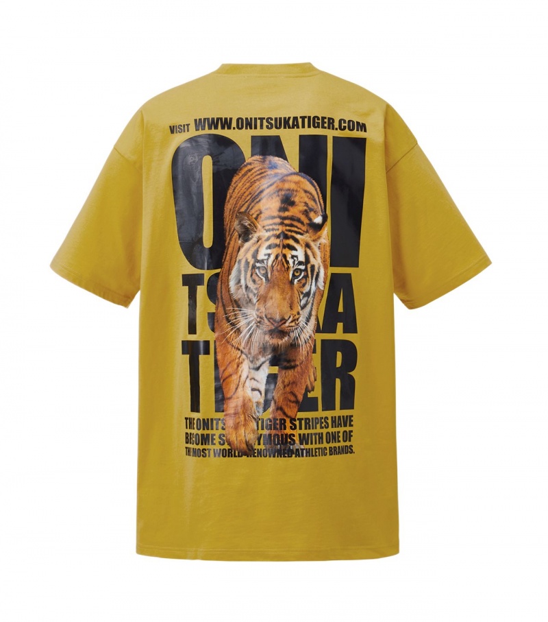 Yellow Onitsuka Tiger Graphic T Shirts | 23457-LNPC